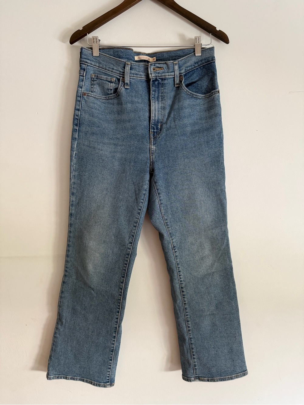 Levi's High Waisted Crop Flare Jeans - Light Blue Denim